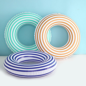 شعار مخصص من كلوريد البولي فينيل مخطط قابل للنفخ حلقة سباحة شاطئ وصديقه للشاطئ للأطفال حمام سباحة عائم ليمون دونات سمك القرش حورية البحر-للرياضات المائية - Product Image 1