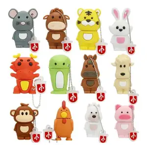 8 GB Cartoon Tiger USB-Flash-Drive PVC Tier Hund Kaninchen Pferd Maus Pendrive mit Schwein Rinder Stift 2 GB/16 GB/64 GB Kapazität