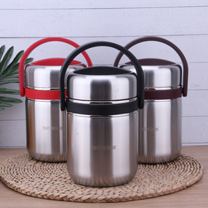 Stainless Steel Double Layer Vacuum Insulated <b>Lunch</b> <b>Box</b> Portable Bento <b>Box</b> For Adults Cylinder Shape Solid Color - Product Image 1