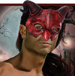 Conjunto de media cara de Halloween Cross Border Carnival Party Maquillaje Disfraz Props PU Espuma Cuerno Máscara de demonio - Product Image 5