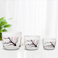 Peinture de fleurs et d'oiseaux en céramique, pot de fleurs en céramique pour décoration de jardin de Style chinois