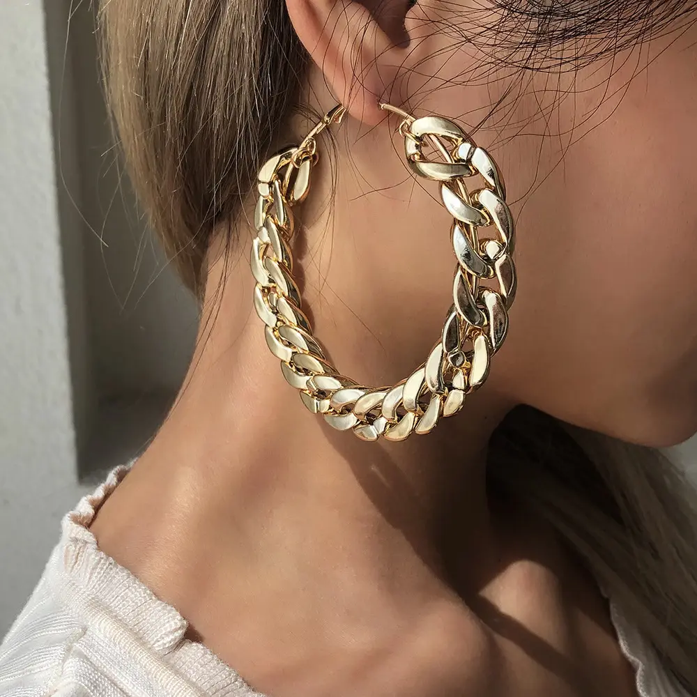 Fashion gold chain hoop earrings For Women Wholesale N204167