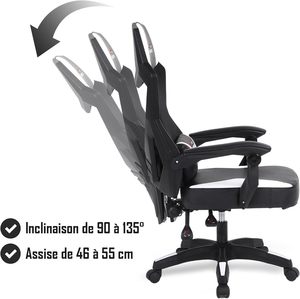 Chaise de bureau OEM d'usine noire et blanche, design moderne, confortable, élégante, chaise de gaming respirante en maille et cuir, Silla <span class=keywords><strong>Gamer</strong></span> - Product Image 5