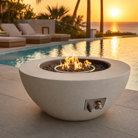 Table de foyer extérieur personnalisée en GFRC avec brûleur à gaz propane en acier inoxydable pour jardin et resort