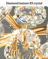 Lustre long en cristal moderne et minimaliste de luxe à trois têtes pour restaurant, table à manger et bar (vente en gros)