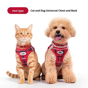 <span class=keywords><strong>Harness</strong></span> Dada Hewan Peliharaan Motif Kotak-Kotak Klasik Bahan Nilon Set Tiga Bagian Model Rompi Pereda Stres Tali & <span class=keywords><strong>Harness</strong></span> Kucing & Anjing - Product Image 2