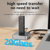 Duplikator M.2 Dual Bay NVMe SSD Cloner dengan USB 3.2 20GB Type-C Tanpa Alat untuk SSD 2230-22110 hingga 8TB Mendukung Apple 17