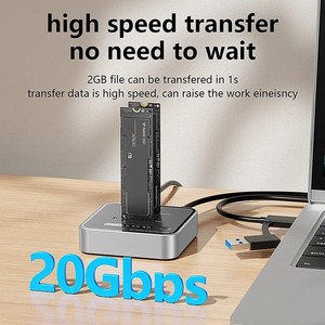 M.2 복제기 듀얼 베이 NVMe SSD 클로너, USB 3.2 20GB Type-C 툴프리 케이스, 2230-22110 SSD 최대 8TB 지원, 애플 17 지원 - Product Image 3