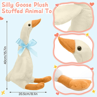 8349 drôle mignon en peluche blanc idiot oie jouets avec coffrets cadeaux et ruban bleu fête d'anniversaire faveurs pour enfants en peluche idiot oie