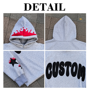 เสื้อฮู้ดดี้ทรงโอเวอร์ไซส์ ตัดขอบดิบ สไตล์สตรีทแวร์ ผ้าเฟรนช์เทอร์รี่ พิมพ์ลายนูน 3 มิติ ทรงบ็อกซี่ แบบครอป - Product Image 6