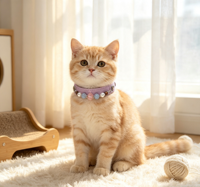Collier pour animaux de compagnie en cuir PU réglable, orné de perles de pierres précieuses classiques faites à la main, avec collier en cristal pour chats et chiens, cadeau pour les amoureux des animaux