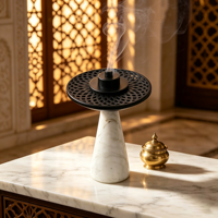 Brûleur d'encens en marbre blanc naturel de qualité supérieure, brûleur de Bakhoor et d'Oud pour villa de luxe, salon, ornement décoratif d'arôme pour la maison