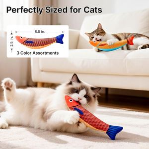 Fashion Small Fish Shape Catnip Filled Interactive Chewing <b>Cat</b> Kicker Toy with Satin & <b>Plush</b> Material - Product Image 4