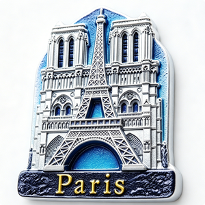 Imán Metálico para Refrigerador de la Torre Eiffel de París y Notre Dame, Recuerdo Plateado en 3D - Product Image 3
