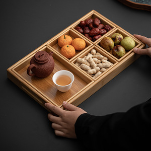 Chinese tea and <b>snack</b> <b>trays</b>, bamboo compartments, tea-brewing <b>trays</b>, fruit <b>trays</b>, wooden tea <b>trays</b>, afternoon tea <b>trays</b>, and - Product Image 1