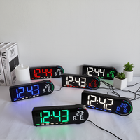 Jam Dinding Digital LED Pintar Elektronik dengan Alarm, Kalender, Temperatur, Tanggal, Lampu Malam untuk Ruang Tamu dan Kantor