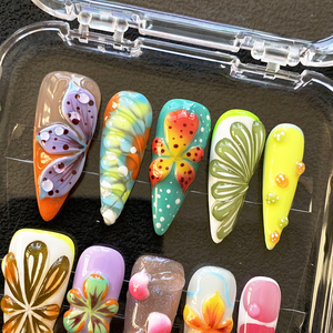 <span class=keywords><strong>Uñas</strong></span> Postizas Hechas a Mano Populares con Diseños Tallados en 3D Pintados a Mano, Venta al por Mayor, 10 Uds., <span class=keywords><strong>Uñas</strong></span> Acrílicas Reutilizables <span class=keywords><strong>para</strong></span> Manicura Manual - Product Image 5