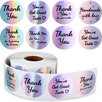 Étiquettes en vinyle imperméables à faible quantité minimale de commande autocollants d'étiquette de remerciement ronds personnalisés autocollant en rouleau auto-adhésif