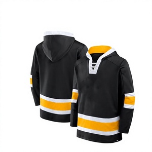 Sweat à capuche de hockey sur glace INDEX SPORTSWEAR, noir, jaune, blanc, rayé, manches longues, unisexe, adulte, jersey en polyester respirant - Product Image 1