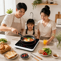 Cuisinière infrarouge électrique 2 en 1, plaque chauffante en céramique 2000W, plaque chauffante portable avec écran tactile numérique