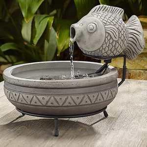 <span class=keywords><strong>Fontaine</strong></span> d'eau <span class=keywords><strong>solaire</strong></span> en résine grise, 1 pièce, effet ciment, figurine de poisson en extérieur, décoration pour étang, patio et <span class=keywords><strong>balcon</strong></span> - Product Image 3