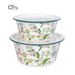 Tazón de Sopa de Fideos Esmaltado, Grueso, Grande, de 18/20/22/24/26 cm, Personalizado al por Mayor, Tazón de Almacenamiento de Esmalte para Mezclar Ensaladas con Tapa - Product Image 1