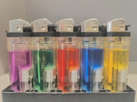 Briquet à gaz classique transparent en plastique rechargeable à LED, écologique, vente en gros, briquets personnalisés pour fumeurs