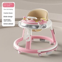 Marche-bébé pour tout-petits de 6 à 18 mois avec capacité de charge de 10 kg, cadre pliable, plateau musical et frein intégré