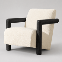 Fauteuil d'appoint Boucle, fauteuil moderne rembourré, canapé simple avec structure en bois noir pour salon, chambre à coucher, coin lecture