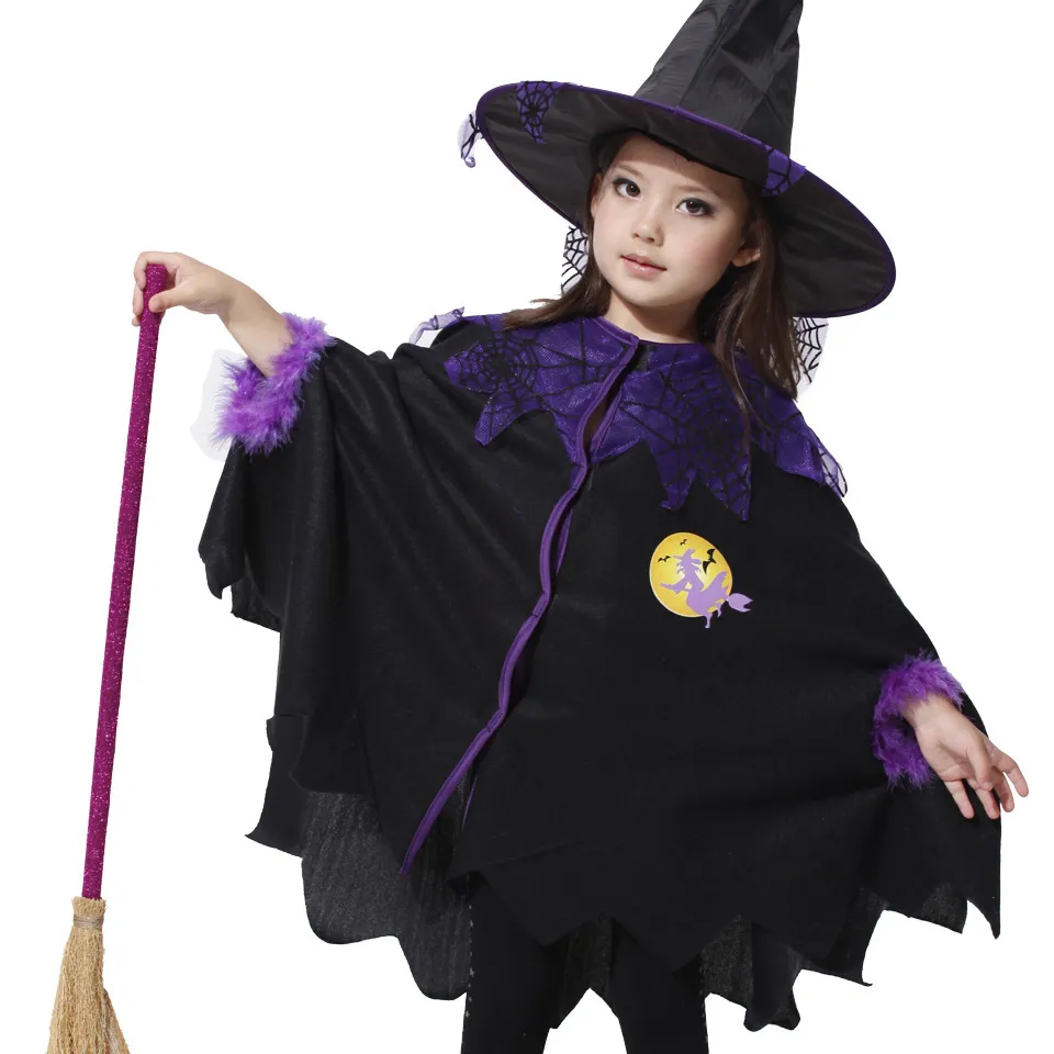 Halloween chicas brujas oscuras cosplay traje de bebé niñas vestido elegante de la etapa traje
