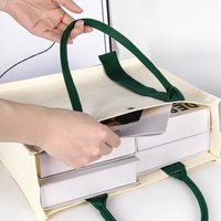 Sac fourre-tout en toile écologique imprimé avec lettres, poignée en ruban vert, grande capacité, réutilisable, pour le quotidien