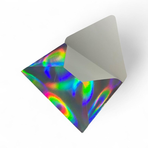 Enveloppes <span class=keywords><strong>Euro</strong></span> à rabat holographiques arc-en-ciel de taille personnalisée avec logo imprimé - Product Image 5
