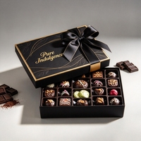 Boîte cadeau personnalisée en chocolat et noix, couvercle et base, boîte en papier rigide de qualité supérieure avec ruban et logo en relief