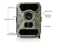 Caméra de chasse et de suivi des sentiers du gibier MMS 3G, MMS SMTP 12mp 1080P, 56 pièces, 940nm, Application 3G, MMS SMTP, 12mp 1080p