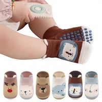 Chaussettes de sol en coton doux pour bébé, antidérapantes, imprimées de dessins animés, imprimées d'animaux, pour bébés garçons, filles, nourrissons, tout-petits