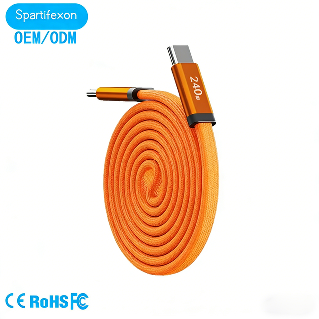 PD240W 6A Magnetic Flat Type C Cable Nylon Braided Data Cable Compatible with Type C Devices Phone Chargers & Fast Cables