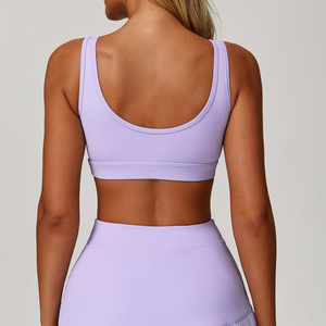Reggiseno <span class=keywords><strong>Fitness</strong></span> leggero con collo quadrato da donna morbido e confortevole con Push-Up traspirante, semplice stile elasticizzato a quattro vie - Product Image 6