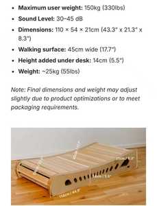 LUMINE Caminadora de Oficina Portátil y Ajustable de Madera, Silenciosa, Minimalista, Totalmente Manual, Plataforma de Caminata Manual para el Cuerpo - Product Image 5
