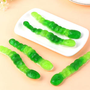 Fabricante Chino de Gomitas, Venta al por Mayor de <span class=keywords><strong>Dulces</strong></span> con Sabor a Frutas Mixtas, Gomitas Halal con Forma de Oruga Verde Grande - Product Image 5