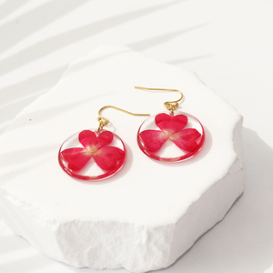 أقراط زهور مضغوطة حقيقية مخصصة للأقراط من الراتنج بالأشعة فوق البنفسجية أقراط مجوهرات زهور مجففة محفوظة للنساء هدية لوصيفة العروس - Product Image 2