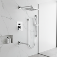 Ensemble de douche thermostatique dissimulé en laiton de haute qualité avec pommeau de douche pluie de 10 pouces et douchette carrée haute pression