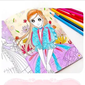 wholesale printing custom color magazine manga colour print children english be torn out easily sticker coloring books