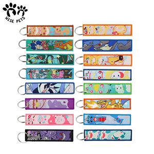 Porte-clés personnalisé brodé tissu vol tissé Patch chaîne porte-clés mousqueton Anime court lanière broderie porte-clés avec logo - Product Image 1