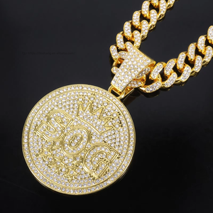European American Style Hip-Hop Accessories SOG Letter Large Full Pendant Men's Punk Style <b>Cuban</b> <b>Chain</b> Necklace - Product Image 3