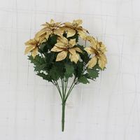 Vente directe d'usine, fleur artificielle en soie, fleur de célébration, une poinsettia, une rouge, 9 têtes, bouquet de Noël