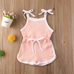Nuevo Diseño, Lindos Monos de Algodón Acanalado para Bebés Niñas, Mono de una Pieza con Tirantes de Lazo, Ropa para Niñas - Product Image 3