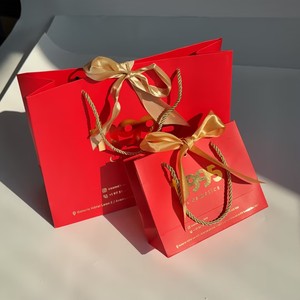 Low MOQ Luxury Red Gift Paper Bag Custom Brand Design Logo Cosmetics Jewelry <b>Clothes</b> Packing Shopping Bags with Ribbon - Product Image 4