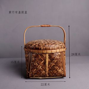 <b>Bamboo</b> Woven Basket Food <b>Container</b> Polygon Shape Kitchen Storage Handmade Craft - Product Image 4