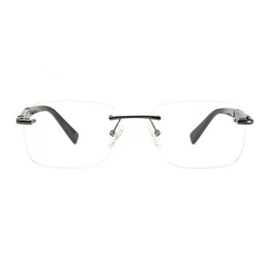 リムレスチタン光学メガネフレーム純粋なチタン素材木製テンプルヒント最適な読書 - Product Image 4