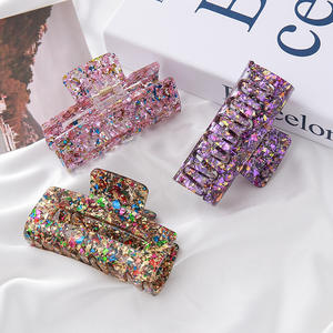 YJL venta al por mayor lentejuelas coloridas gran hueco rectángulo acrílico garra Clip Festival estilo Popular niñas pinza de pelo - Product Image 3